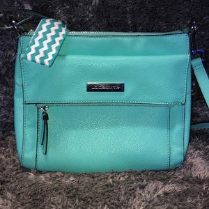 LIZ CLAIBORNE Baby Blue Leather Crossbody Bag